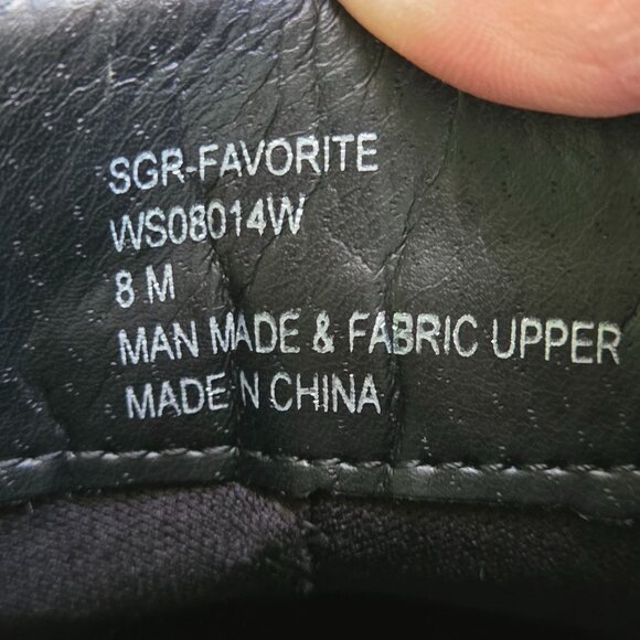 Sugar Favorite Rhinestone Embellished Black Faux Leather Chelsea Boots Size 8M - Picture 10 of 10